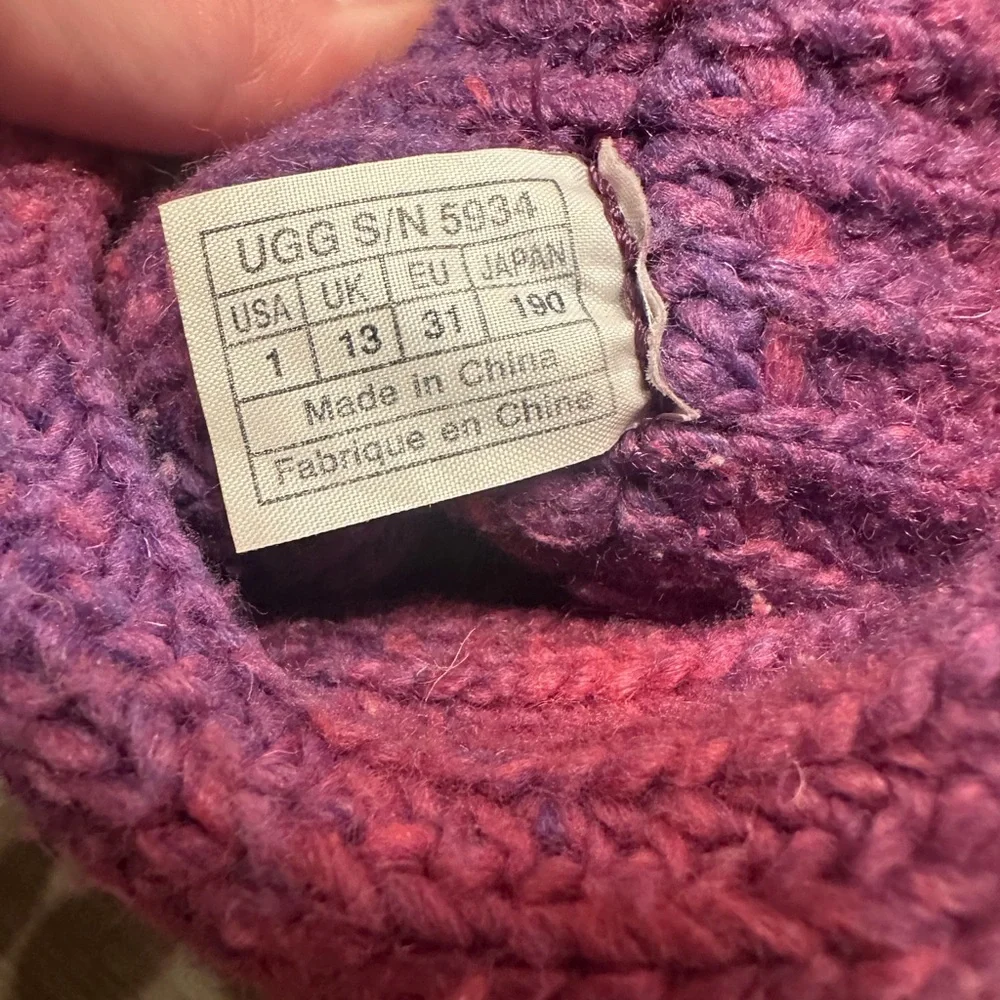 UGG Kids Pink‎ and Purple Knit Button Boots